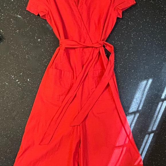 Maeve Red Wrap Sundress with Flutter Sleeves - Picture 3 of 3